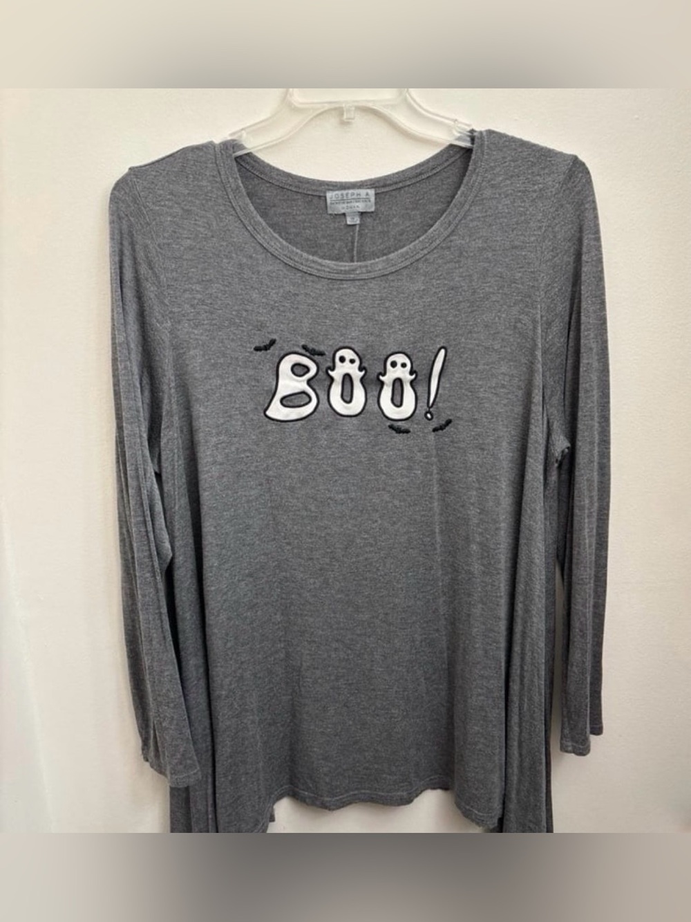 Joseph A Gray 'Boo!' Ghost Graphic Long Sleeve Top
